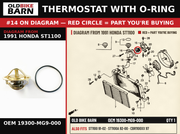 THERMOSTAT OEM 19300-MG9-000 diagram #14 from 1991 HONDA ST1100 | Old Bike Barn
