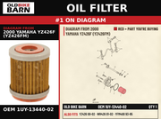 ELEMENT ASSY, OIL CLEANER PART NOTE: (5JG1) OEM 1UY-13440-02 diagram #1 from 2000 YAMAHA YZ426F (YZ426FM) | Old Bike Barn