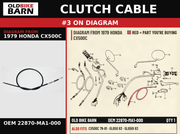 CABLE COMP,CLUTCH OEM 22870-MA1-000 diagram #3 from 1979 HONDA CX500C | Old Bike Barn