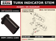 BRACKET-SIGNAL LAMP,R OEM 23051-1165 diagram #23051 from 1987 KAWASAKI EX500A1 | Old Bike Barn