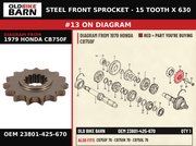 SPROCKET, DRIVE (15T) OEM 23801-425-670 diagram #13 from 1979 HONDA CB750F | Old Bike Barn