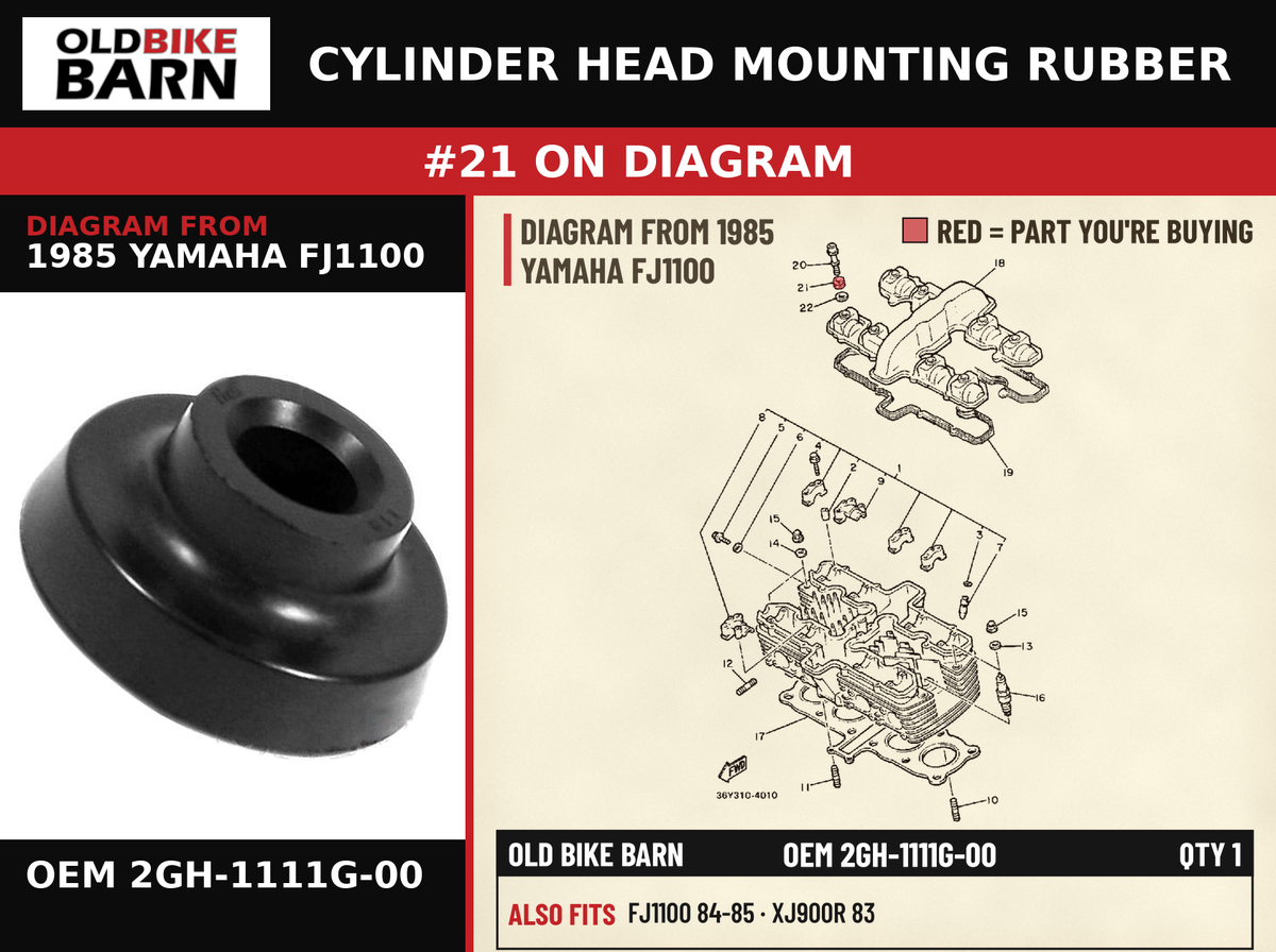 RUBBER, MOUNT 1 OEM 2GH-1111G-00 diagram #21 from 1985 YAMAHA FJ1100 | Old Bike Barn