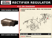 RECTIFIER ASSY., REGULATE OEM 31600-MS2-601 diagram #12 from 1994 HONDA CB1000 | Old Bike Barn