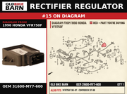 RECTIFIER ASSY., REGULATE OEM 31600-MY7-600 diagram #15 from 1990 HONDA VFR750F | Old Bike Barn