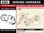 HARNESS,WIRE OEM 32100-393-000 diagram #10 from 1976 HONDA CB750A | Old Bike Barn