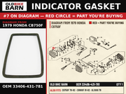 GASKET, TURN SIGNAL LENS OEM 33406-431-781 diagram #7 from 1979 HONDA CB750F | Old Bike Barn