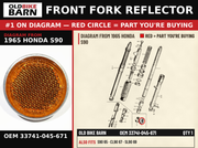 REFLECTOR, FR. OEM 33741-045-671 diagram #1 from 1965 HONDA S90 | Old Bike Barn