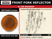 REFLECTOR FRONT OEM 33741-315-000 diagram #1 from 1968 HONDA CB350K0 | Old Bike Barn