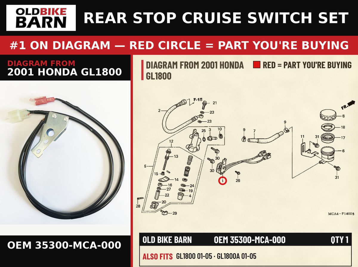SW SET,RR STOP & OEM 35300-MCA-000 diagram #1 from 2001 HONDA GL1800 | Old Bike Barn