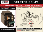 STARTER RELAY OEM 35850-MR5-007 diagram #12 from 1991 HONDA ST1100 | Old Bike Barn