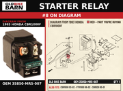 STARTER RELAY OEM 35850-MR5-007 diagram #8 from 1993 HONDA CBR1000F | Old Bike Barn