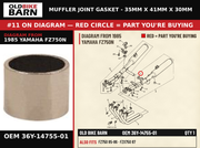 GASKET, SILENCER OEM 36Y-14755-01 diagram #11 from 1985 YAMAHA FZ750N | Old Bike Barn
