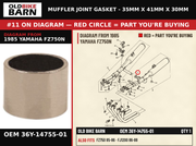 GASKET, SILENCER OEM 36Y-14755-01 diagram #11 from 1985 YAMAHA FZ750N | Old Bike Barn