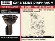 DIAPHRAGM ASSEMBLY OEM 3GM-14940-00 diagram #18 from 1989 YAMAHA FZR1000WC/FZR1000W | Old Bike Barn