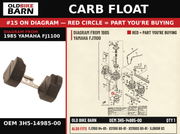 FLOAT OEM 3H5-14985-00 diagram #15 from 1985 YAMAHA FJ1100 | Old Bike Barn