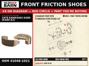 SHOE,BRAKE OEM 41048-1021 diagram #8 from 1979 KAWASAKI KX80 (KX80-A1) | Old Bike Barn