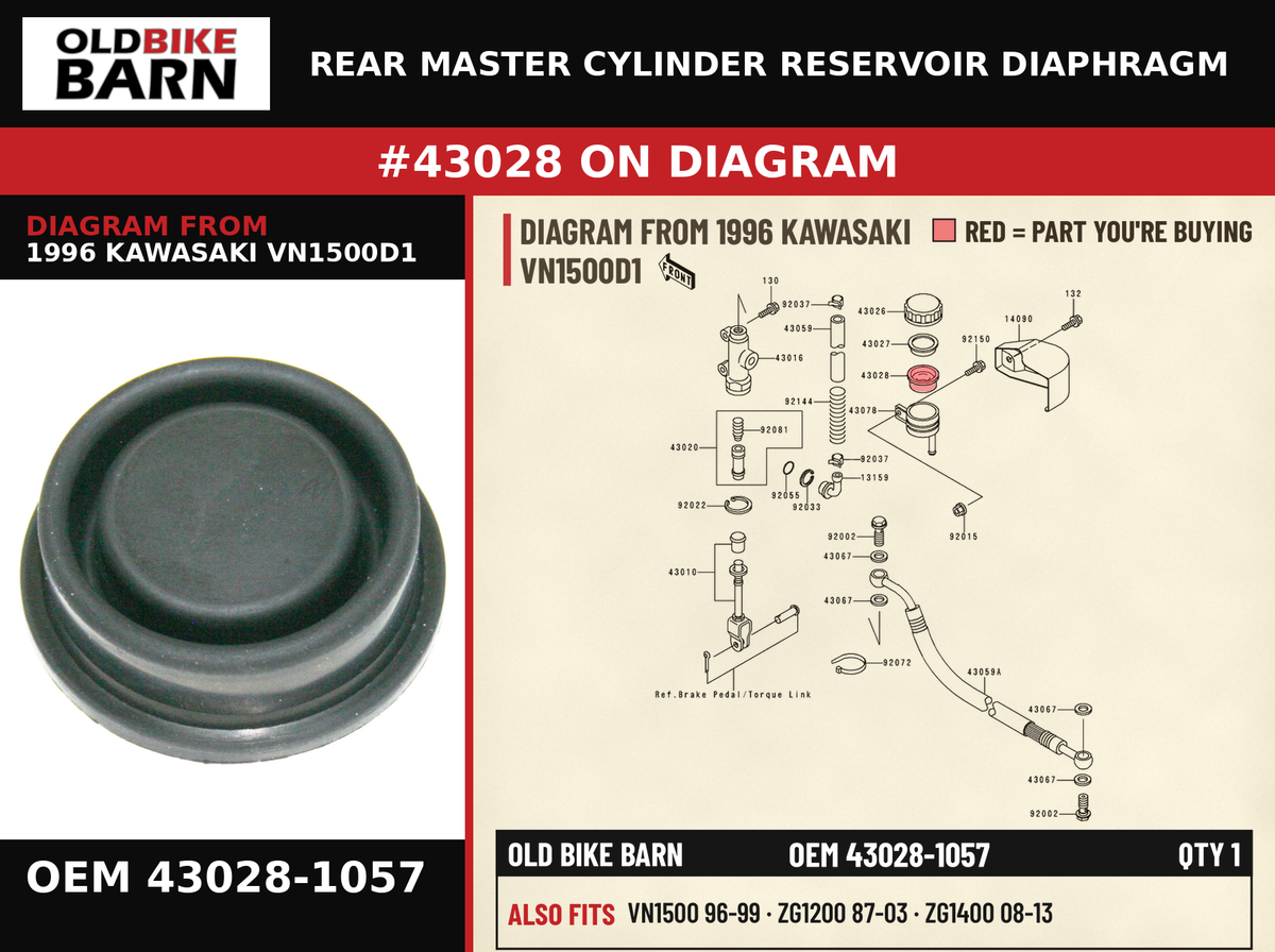 DIAPHRAGM OEM 43028-1057 diagram #43028 from 1996 KAWASAKI VN1500D1 | Old Bike Barn