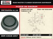 DIAPHRAGM,MASTER CYLINDER OEM 43028-1057 diagram #43028 from 2000 KAWASAKI ZX_12R | Old Bike Barn