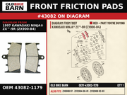 FRONT FRICTION PADS OEM 43082-1179 diagram #43082 from 1997 KAWASAKI NINJA® ZX™-9R (ZX900-B4) | Old Bike Barn