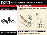 CYLINDER SET,MAST OEM 45530-MN9-305 diagram #12 from 2001 HONDA VT750DC | Old Bike Barn