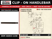 HANDLE OEM 46003-1158 diagram #46003A from 1984 KAWASAKI ZX1100A2 | Old Bike Barn