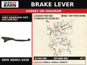 BRAKE LEVER OEM 46092-1026 diagram #46092 from 1982 KAWASAKI GPZ (KZ1100-B2) | Old Bike Barn
