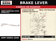 BRAKE LEVER OEM 46092-1048 diagram #46092A from 1983 KAWASAKI KX60 (KX60-A1) | Old Bike Barn