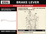 BRAKE LEVER OEM 46092-1133 diagram #46092B from 1986 KAWASAKI BAYOU 185 (KLF185-A2) | Old Bike Barn