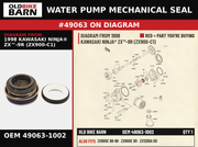 WATER PUMP MECHANICAL SEAL OEM 49063-1002 diagram #49063 from 1998 KAWASAKI NINJA® ZX™-9R (ZX900-C1) | Old Bike Barn