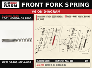 SPRING,FR FORK OEM 51401-MCA-003 diagram #6 from 2001 HONDA GL1800 | Old Bike Barn