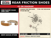 REAR FRICTION SHOES OEM 54410-37200 diagram #3 from 1980 SUZUKI PE400 1980-1981 | Old Bike Barn