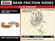 REAR FRICTION SHOES OEM 54410-37200 diagram #3 from 1981 SUZUKI SP500 1981-1982 | Old Bike Barn