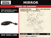 MIRROR-ASSY,LH OEM 56001-1589 diagram #56001 from 2003 KAWASAKI NINJA® ZX™-6R (ZX636-B1) | Old Bike Barn
