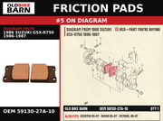 FRICTION PADS OEM 59130-27A-10 diagram #5 from 1986 SUZUKI GSX-R750 1986-1987 | Old Bike Barn