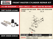 CUP SET,MASTER CYLINDER OEM 59600-04810 diagram #1 from 1987 SUZUKI LT230E | Old Bike Barn