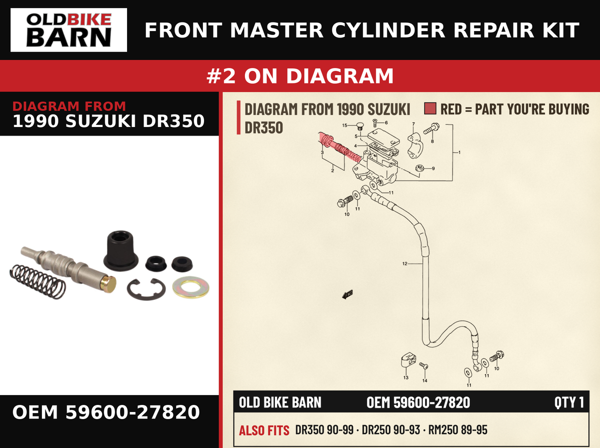 PISTON & CUP SET OEM 59600-27820 diagram #2 from 1990 SUZUKI DR350 | Old Bike Barn