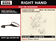 REAR VIEW MIRROR ASSY(RIGHT) OEM 5JJ-26290-00 diagram #24 from 2000 YAMAHA R1 (YZFR1M/YZFR1MC) | Old Bike Barn