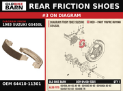 SHOE,BRAKE OEM 64410-11301 diagram #3 from 1983 SUZUKI GS450L | Old Bike Barn