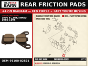 REAR FRICTION PADS OEM 69100-02821 diagram #4 from 1990 SUZUKI RM80 1986-1995 | Old Bike Barn