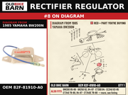 VOLTAGE REGULATOR ASSY PART NOTE: U.R. OEM 82F-81910-A0 diagram #8 from 1985 YAMAHA BW200N | Old Bike Barn