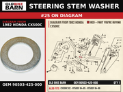 WASHER, STEERING STEM OEM 90503-425-000 diagram #25 from 1982 HONDA CX500C | Old Bike Barn