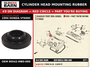 CYLINDER HEAD MOUNTING RUBBER OEM 90542-MB0-000 diagram #9 from 1994 HONDA VT600C | Old Bike Barn