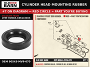 RUBBER, MOUNTING OEM 90543-MV9-670 diagram #7 from 1999 HONDA CBR1100XX | Old Bike Barn