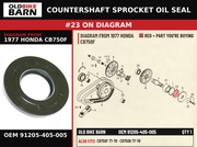 OIL SEAL (29.8X62X7) OEM 91205-405-005 diagram #23 from 1977 HONDA CB750F | Old Bike Barn