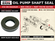 OIL SEAL,25X47X10 OEM 91257-425-013 diagram #32 from 1983 HONDA CB1100F | Old Bike Barn