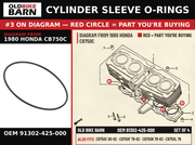 O-RING,66.8X2 OEM 91302-425-000 diagram #3 from 1980 HONDA CB750C | Old Bike Barn