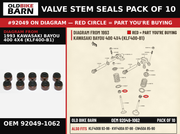 SEAL-OIL,RVC2-5.5X8.5X8.3 OEM 92049-1062 diagram #92049 from 1993 KAWASAKI BAYOU 400 4X4 (KLF400-B1) | Old Bike Barn