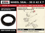 SEAL-OIL,SO30428 OEM 92049-1236 diagram #92049 from 1988 KAWASAKI BAYOU 300 (KLF300-B1) | Old Bike Barn