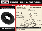 CYLINDER HEAD MOUNTING RUBBER OEM 92055-1225 diagram #92055A from 1998 KAWASAKI VN750A14 | Old Bike Barn