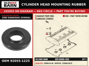 RING-O,HEAD COVER BOL OEM 92055-1225 diagram #92055 from 1984 KAWASAKI ZX900A1 | Old Bike Barn